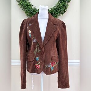 Vintage Bagatelle Genuine Leather Jacket with Floral Accents. Size M